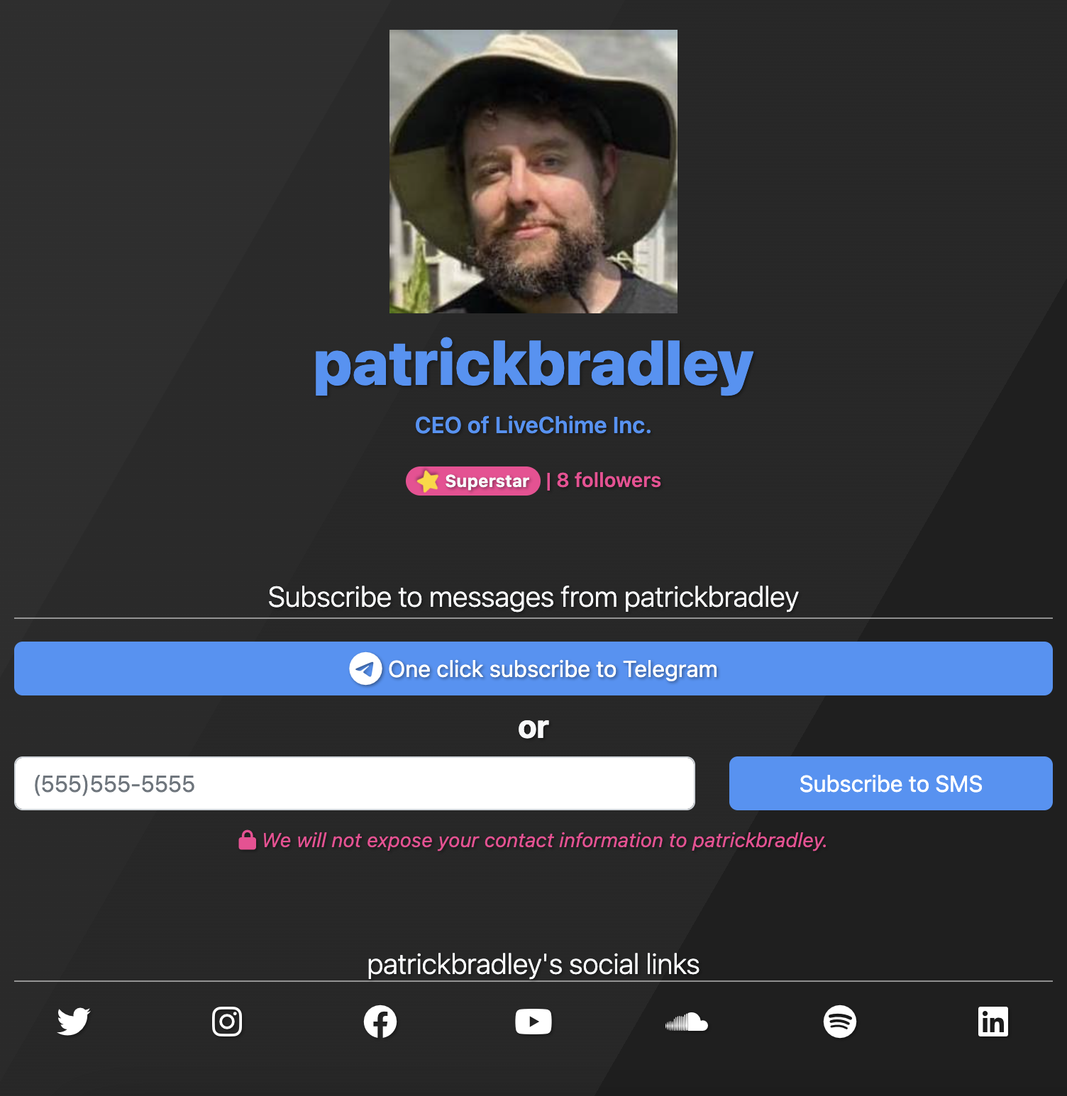 LiveChime landing page